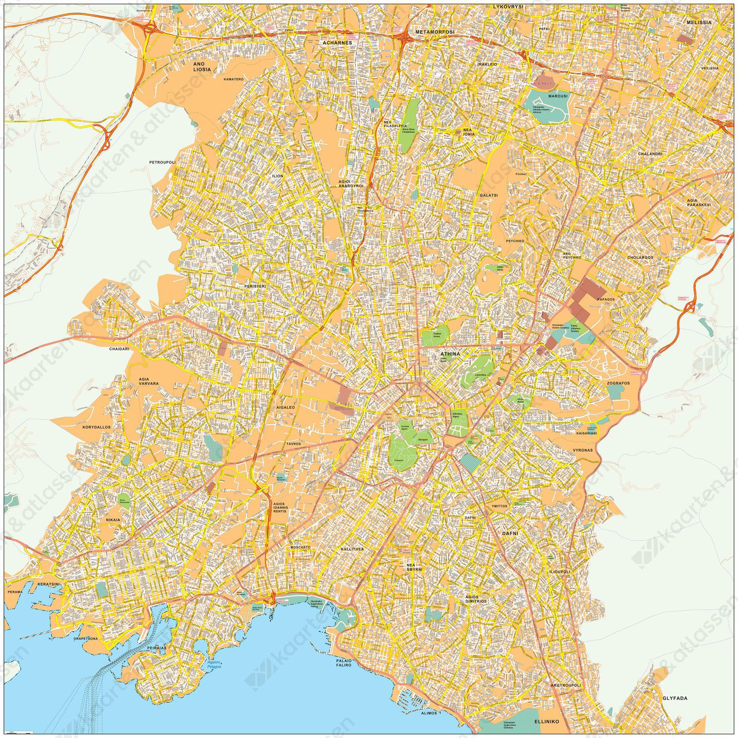 Digitale kaart Athene / Athens 466 | Kaarten en Atlassen.nl